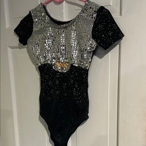 Black and Silver Sequin Bodysuit